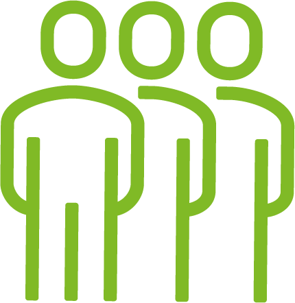 Drei Personen – Symbol für Gemeinschaft und Team